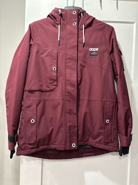 DOPE Maroon Hooded Parka with White Accents- M